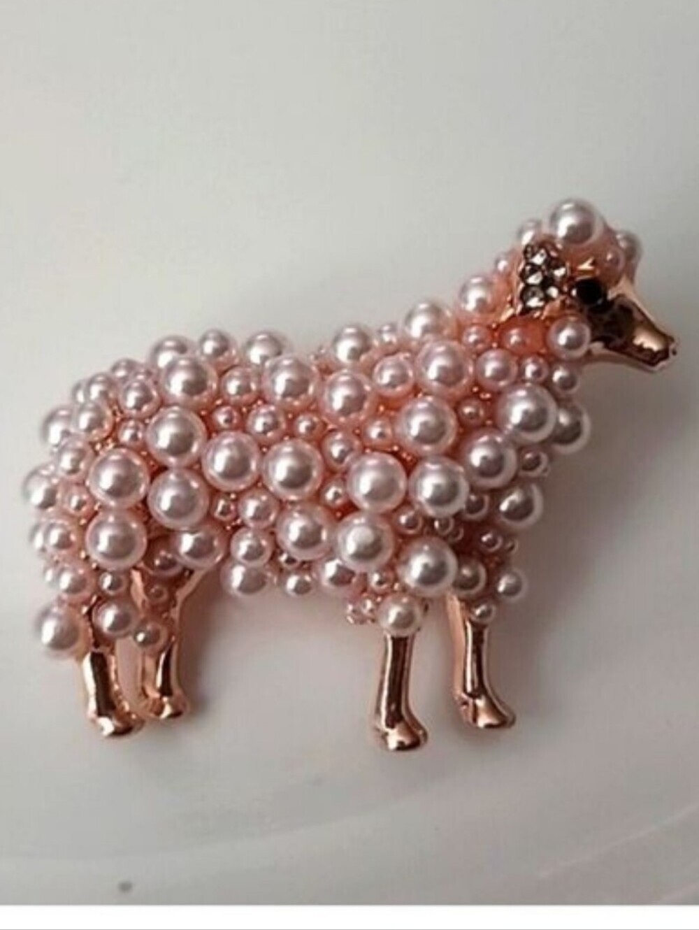 Sheep Brooch Loaded with Simulated Pearls